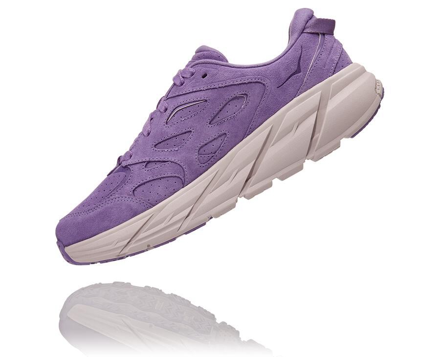Hoka One One Mens Walking Shoes - Clifton L Suede - Purple - FDRJ63940